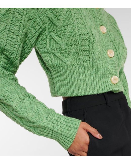 Cardigan Aleph de punto trenzado de lana Emilia Wickstead de color Green