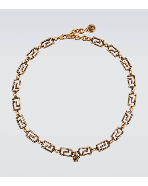 Versace Metallic Greca Necklace for men