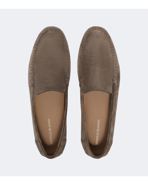 Manolo Blahnik Gray Alder Suede Loafers for men