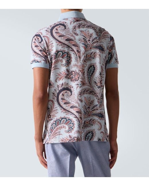 Etro Multicolor Paisley Cotton Pique Polo Shirt for men