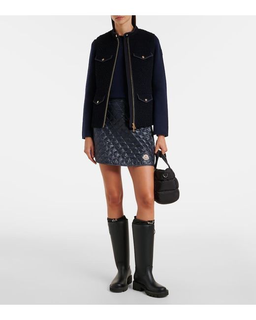 Moncler Blue Virgin Wool Boucle Vest