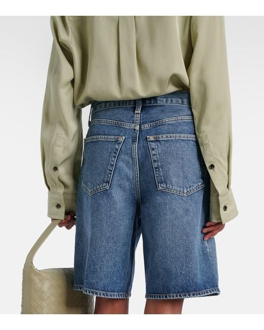 Agolde Blue Risha Low-Rise Denim Bermuda Shorts