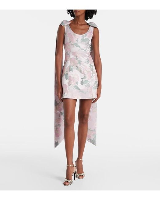 Markarian Pink Gita Floral Brocade Minidress