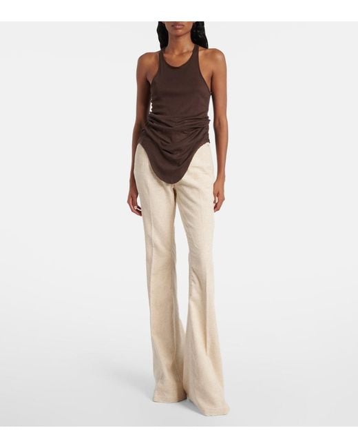 Rick Owens Natural Bolan Cotton And Linen Bootcut Jeans