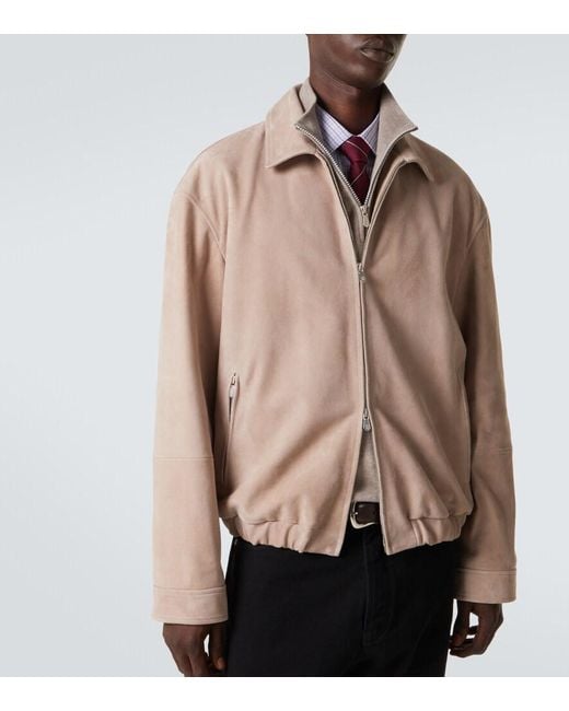 Brunello Cucinelli Pink Suede Blouson Jacket for men