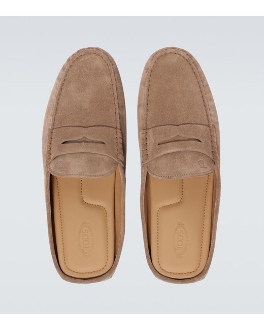 Tod's White Gommino Bubble Suede Mules for men