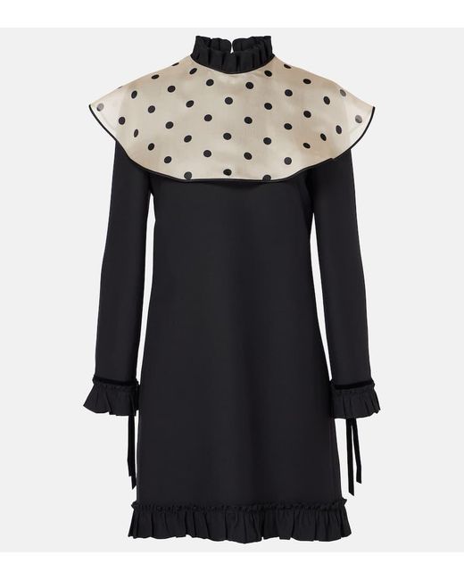 Valentino Black Crepe Couture Polka-Dot Minidress