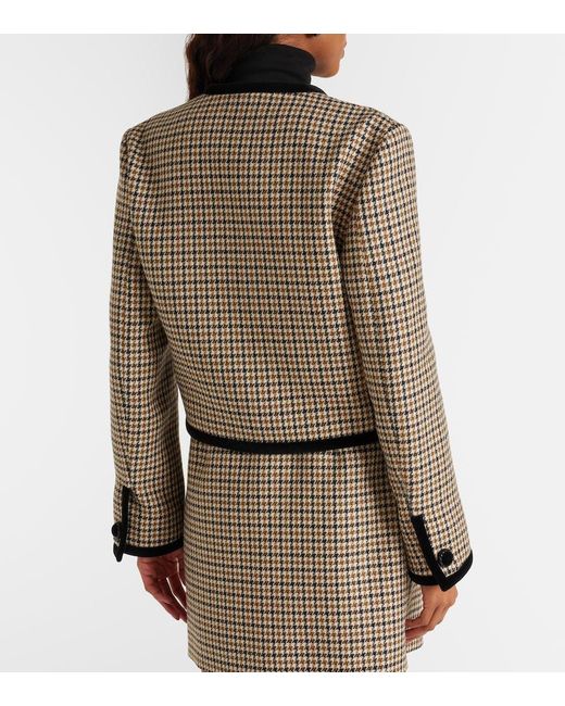 Valentino Brown Houndstooth Virgin Wool Jacket