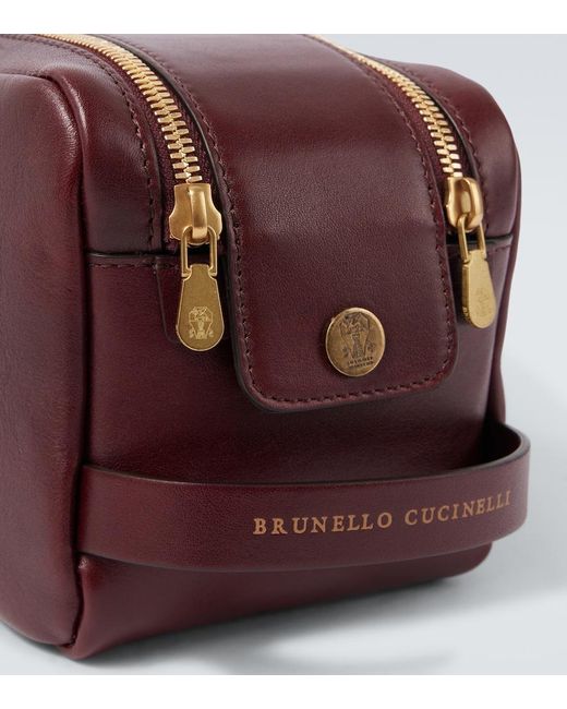 Brunello Cucinelli Red Leather Vanity Bag for men