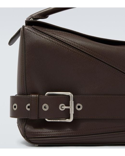 Loewe Black Puzzle Biker Large Leather Shoulder Bag for men