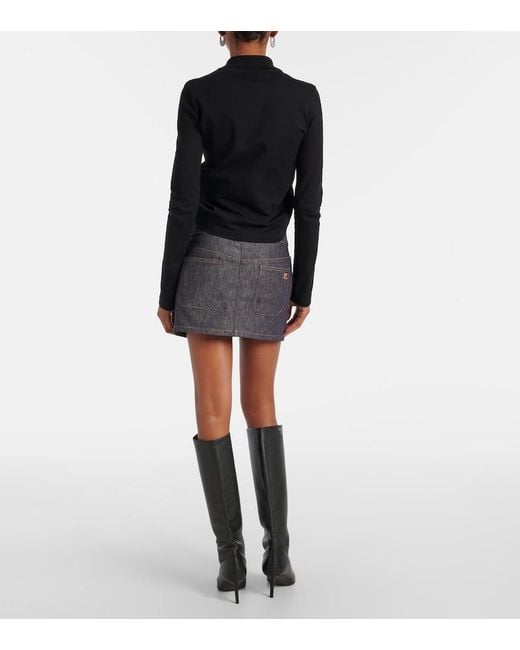 Polo Cropped De Algodon Courreges de color Black