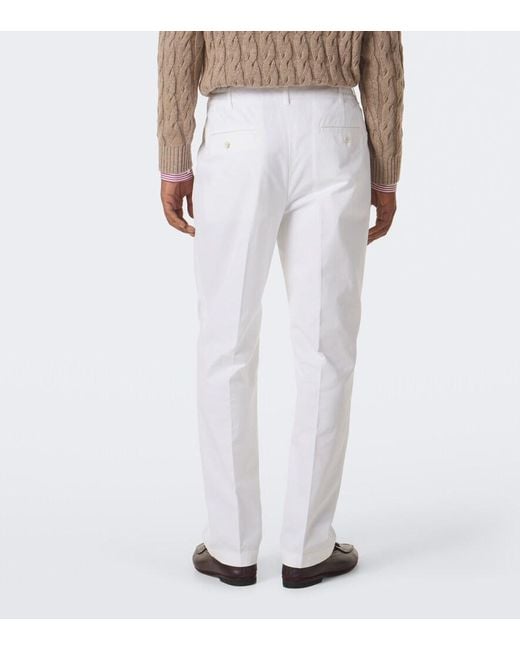 Dunhill White Cotton And Cashmere Straight Pants for men