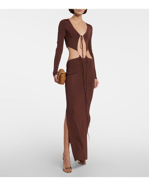 AYA MUSE Brown Lapponi Viscose Long Dress