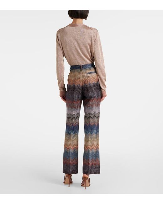 Pantaloni Flared Con Lame A Zig-Zag di Missoni in Gray