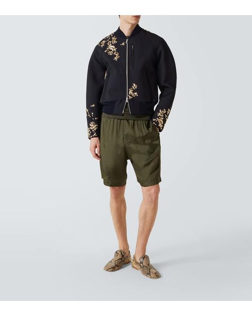 Dries Van Noten Green Metallic Straight Pants for men