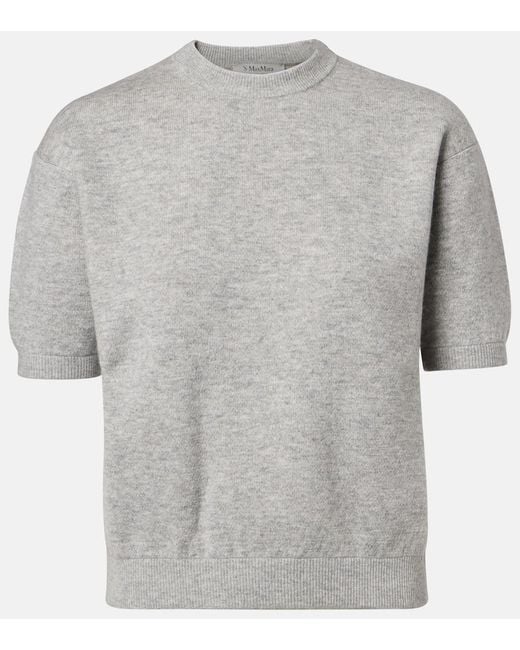Max Mara Gray Knitted Wool And Cashmere-Blend T-Shirt