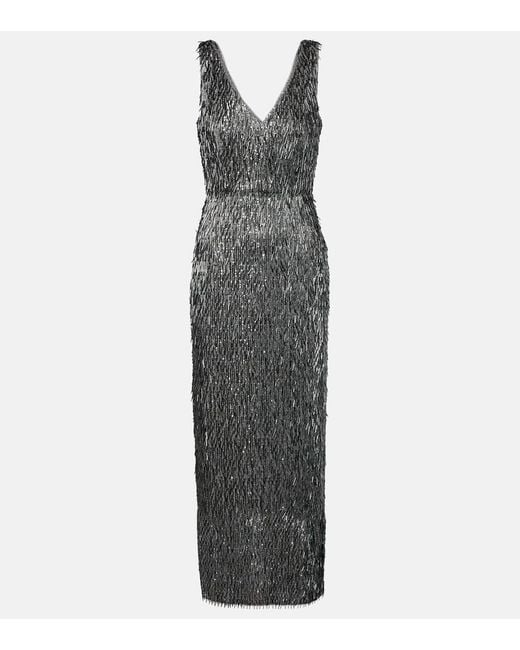 Erdem Gray Embellished Cocktail Dress