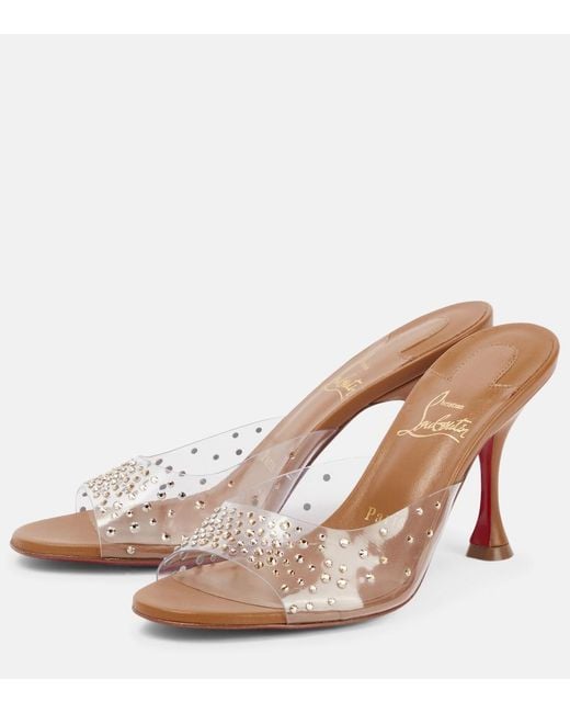 Christian Louboutin Multicolor Nudes Degramule Embellished Mules