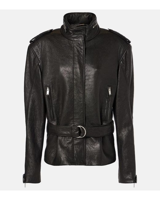 Saint Laurent Black Oversized Leather Jacket