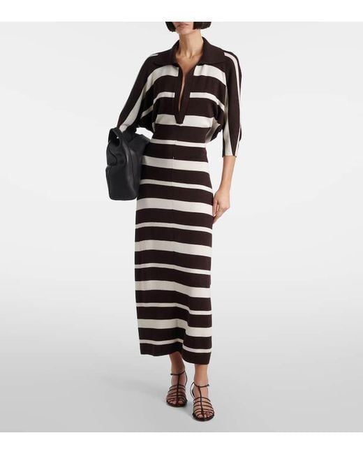 Proenza Schouler Black Solana Striped Wool And Silk Maxi Dress