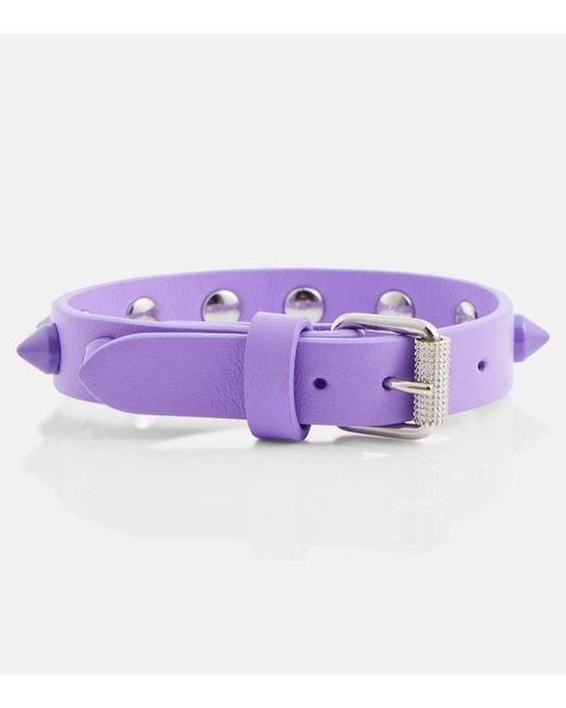 Christian Louboutin Purple Loubilink Embellished Leather Bracelet