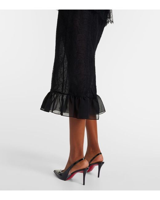 Alessandra Rich Black Lace And Silk Georgette Bustier Dress