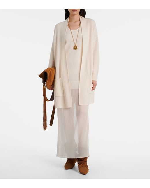 Jardin Des Orangers White Ribbed-Knit Cashmere Cardigan
