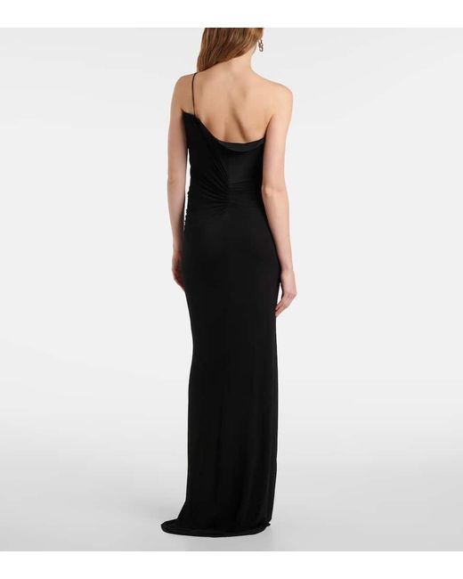 Christopher Esber Black Asymmetric Jersey Midi Dress