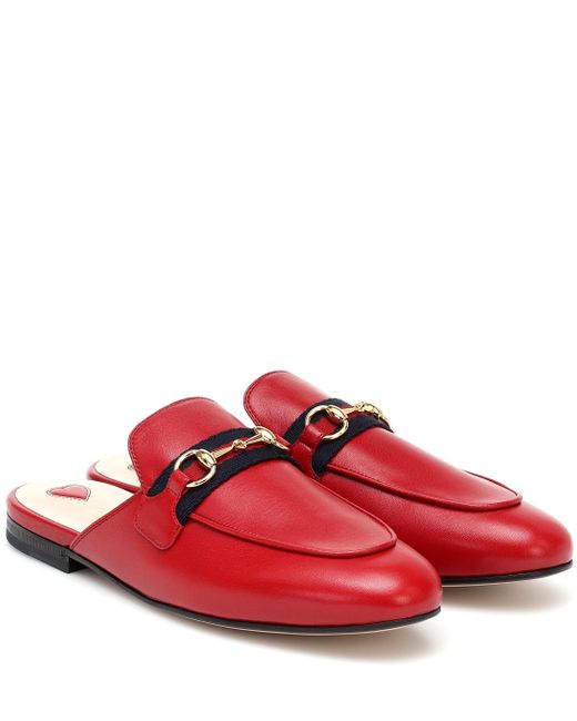 Gucci Red Princetown Slides