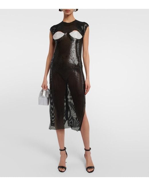 Christopher Kane Black Crystal-Embellished Cutout Midi Dress