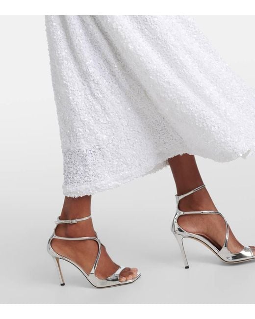 ROTATE BIRGER CHRISTENSEN White Bridal Sequined Puff-Sleeve Gown