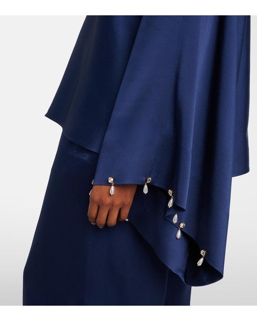 Stella McCartney Blue Faux Pearl-Embellished Satin Top