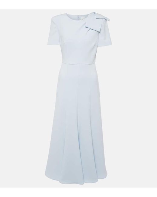 Roland Mouret Blue Bow-detail Midi Dress