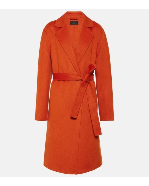 Joseph Red Cenda Wool And Cashmere Wrap Coat