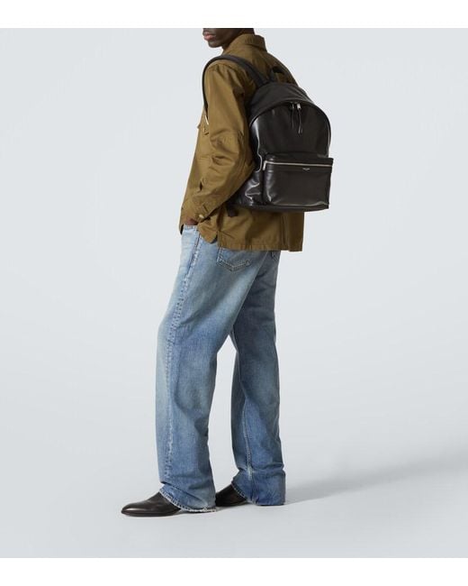 Saint Laurent Black City Leather Backpack for men