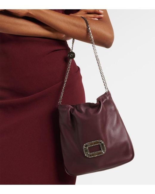 Roger Vivier White Pilgrim Mini Leather Bucket Bag