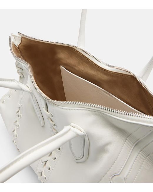 McQueen White Manta Medium Leather Shoulder Bag
