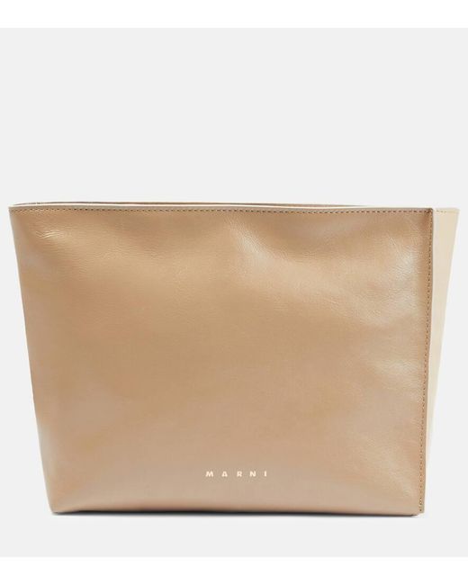 Marni Leather Cosmetics Pouch in Natural Lyst
