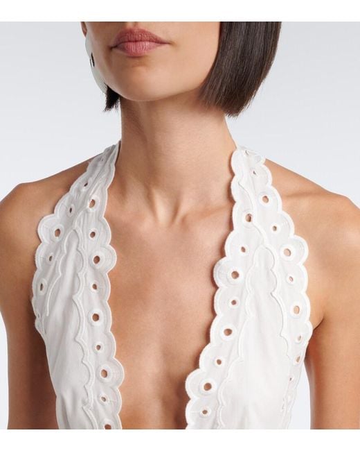 retroféte White Broderie Anglaise Cotton-Blend Minidress