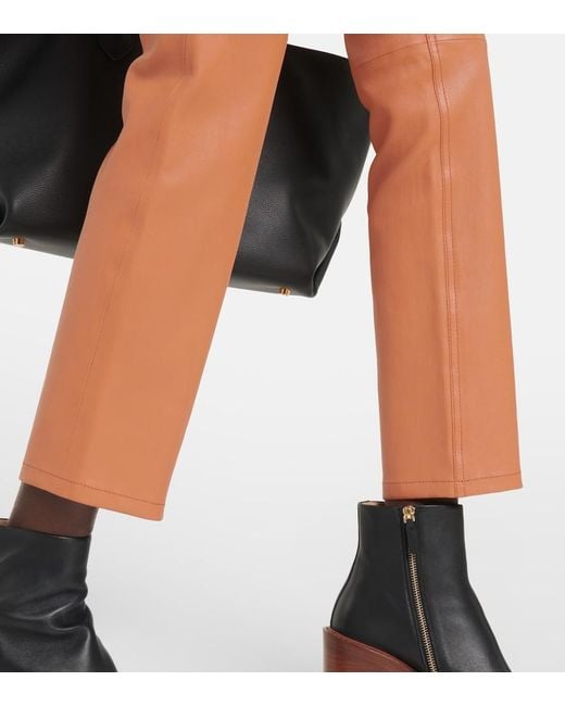 Joseph Orange High-Rise Leather Pants