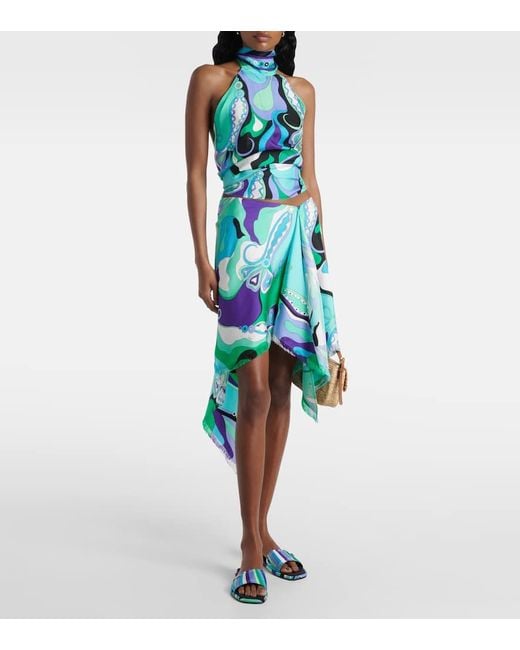 Emilio Pucci Blue Minirock Orchidee Aus Seide