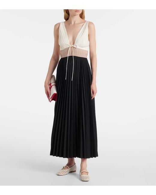 Jonathan Simkhai Black Stephanie Pleated Poplin Midi Dress