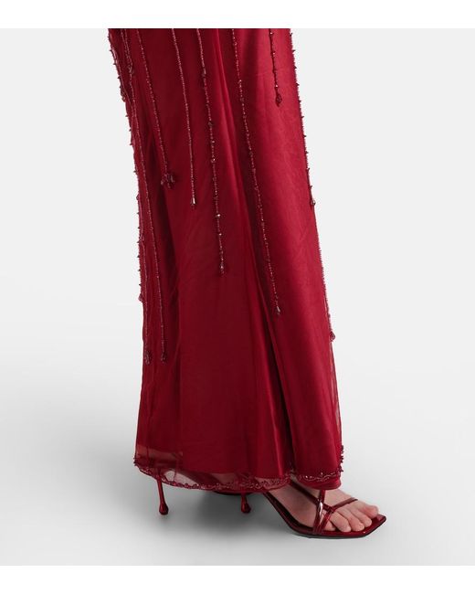 Clio Peppiatt Red Chandelier Embellished Tulle Gown