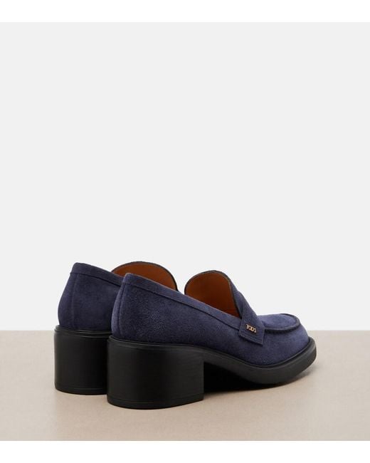 Tod's Blue Suede Loafer Pumps