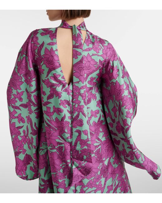LaDoubleJ Purple Magnifico Silk Twill Midi Dress