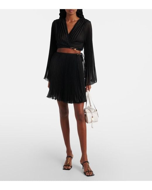 Versace Black Safety Pin Pleated Cover-Up Skirt