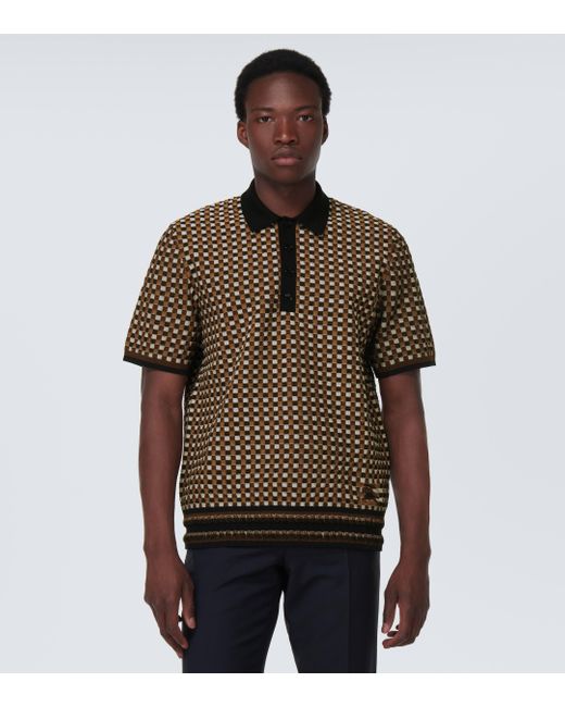 Burberry Brown Check Cotton Blend Polo Shirt for men