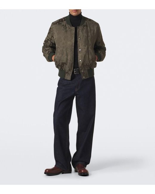 Dries Van Noten Green Floral Jacquard Bomber Jacket for men