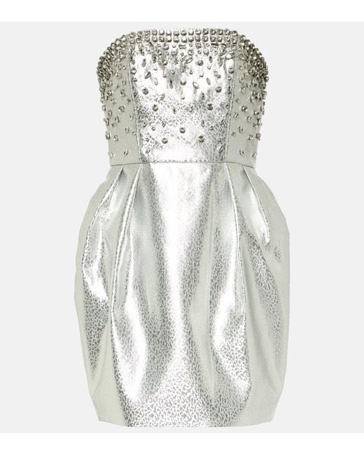 Vestido corto Regina con cristales Rebecca Vallance de color White