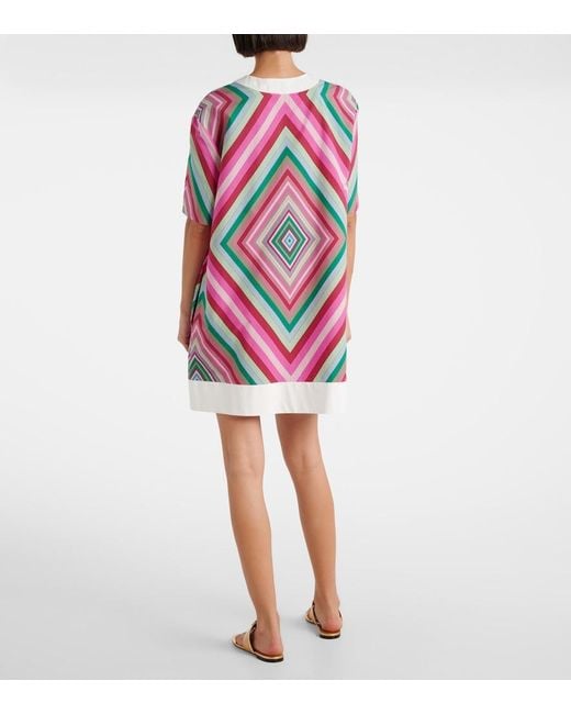 Valentino Pink Vgold Rhombus 75 Cotton Poplin Minidress